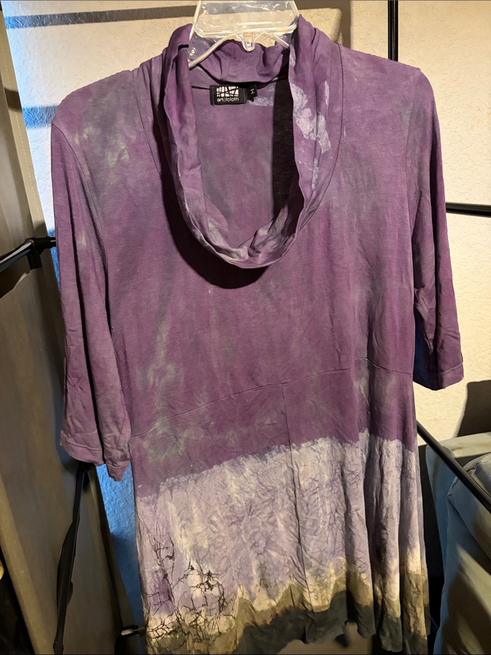 Tie-Dye Cowl Neck Tunic in Purple by Andree